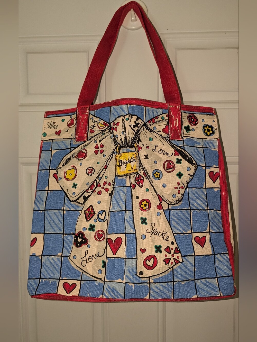 Brighton “Love Sparkle” Tote Canvas Bag (B-694) Dog Hearts Bow NWOT